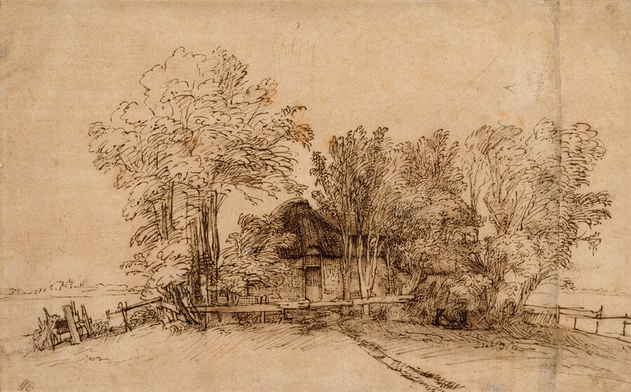Cottage among Trees by Rembrandt
