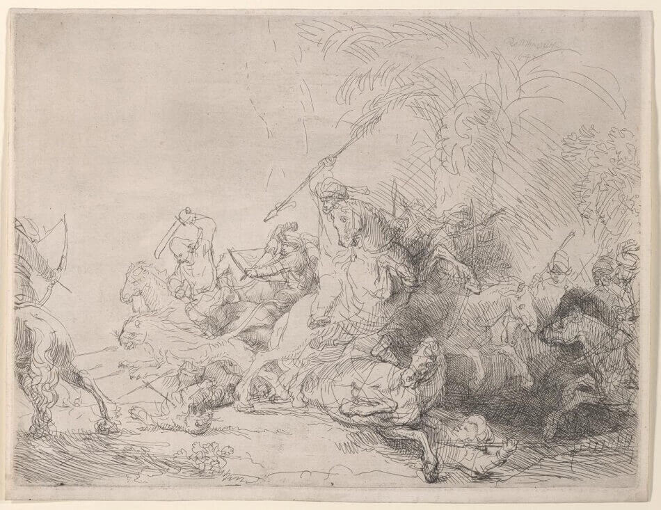 Lion Hunt, 1641 by Rembrandt