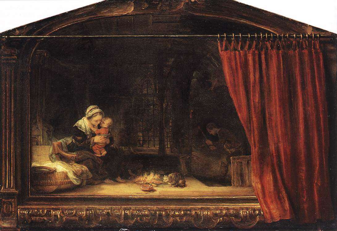 The Holy Family with a Curtain, 1646 by Rembrandt