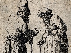 An Old Man and an Old Woman Conversing by Rembrandt