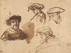 Four Studies of Male Heads by Rembrandt