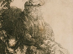 Jacob Caressing Benjamin by Rembrandt