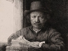 Rembrandt Drawing at a Window by Rembrandt