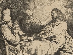 Supper at Emmaus Etching by Rembrandt